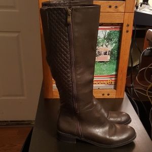 Brown Quilted Tall Riding Boots